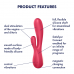 Satisfyer | Вибромассажер кролик SATISFYER MONOFLEX RED. Цена 2 399 грн. Фото: 6
