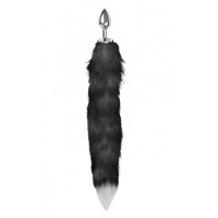 Анальная пробка с хвостом Anal plug faux fur fox tail black polyeste Анальная пробка с хвостом Anal plug faux fur fox tail black polyeste
