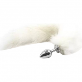 DS Fetish | Анальная пробка искусственный меха DS Fetish Anal plug faux fur fox tail white polyeste. Ціна: 695 грн