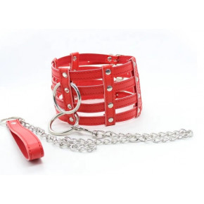 DS Fetish | Ошейник с поводком-цепочкой DS Fetish Collar with chain leash red. Цена: 890 грн