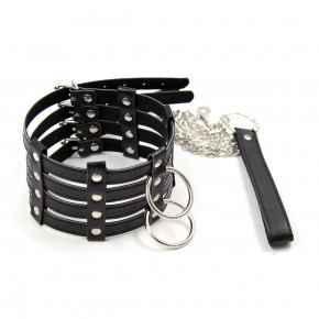 DS Fetish | Ошейник с цепочкой DS Fetish Collar with chain leash black. Цена: 890 грн