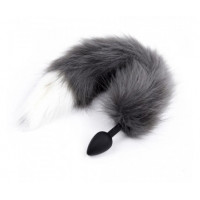 DS Fetish | Анальная пробка S с хвостом DS Fetish Anal plug S black silikone faux fur fox polyeste. Цена 722 грн