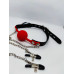 DS Fetish | Кляп с зажимами на соски DS Fetish Locking gag with nipple clamps black/red. Цена 1 150 грн. Фото: 1