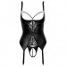 Abierta Fina | Комплект Abierta Fina Half Cup Wetlook and Lace Corset с открытым доступом, черный. Цена 4 150 грн. Фото: 9