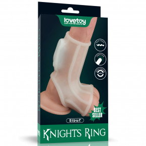 Lovetoy | Насадка на член - Vibrating Ridge Knights Ring With Scrotum Sleeve White. Ціна: 614 грн