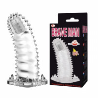 Baile | Насадка на член - Brave Man Vibrating Penis Sleeve Clear. Цена 554 грн