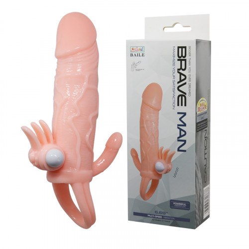 Baile | Насадка на член - Brave Man Vibrating Penis Sleeve Flesh. Цена 386 грн Baile | Насадка на член - Brave Man Vibrating Penis Sleeve Flesh. Цена 386 грн