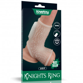 Lovetoy | Насадка на член - Vibrating Drip Knights Ring With Scrotum Sleeve White. Цена: 999 грн