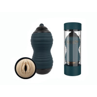 Adrien Lastic | Мастурбатор вагина из киберкожи Adrien Lastic Siltex Ultra, бежевый в серой колбе. Цена 4 099 грн