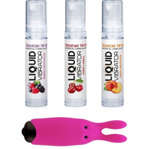 Adrien Lastic | Набор из 3-х вкусов стимулирующего лубриканта Amoreane Med (3х10мл) и вибропули Adrien Lastic Pink. Ціна: 1729 грн