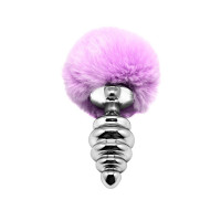 Alive | Металлическая анальная пробка Кроличий хвостик Alive Fluffly Twist Plug L Purple. Цена 798 грн