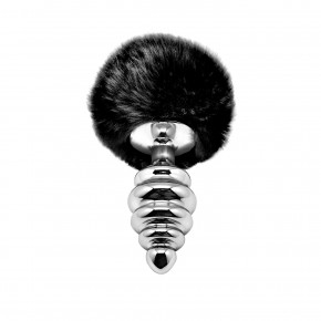 Alive | Металева Анальна Пробка Кролячий Хвостик Alive Fluffly Twist Plug L Black. Ціна: 798 грн