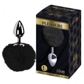 Alive | Анальная пробка Alive Anal Pleasure L с черным мехом, серебристая, 9 х 4 см. Цена: 850 грн