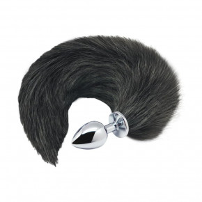 Alive | Анальная пробка лисий хвост Alive, L, черный, серебристая, 9 х 4,1 см. Цена: 1 100 грн