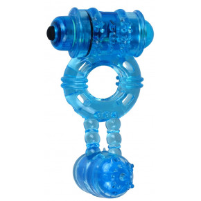 Эрекционное виброкольцо Double Ding Ring Blue