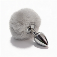 ALUME | Анальная пробка ALUME, S, металлическая серебристая с серым пушком, 7 х 2,8 см. Цена: 440 грн