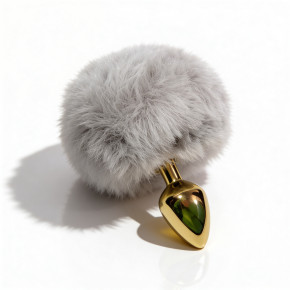 ALUME | Анальная пробка ALUME, S, металлическая золотистая с серым пушком, 7 х 2,8 см. Цена: 599 грн