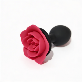 ALUME | Анальная пробка ALUME, S, силиконовая черная с красной розой, 8 х 2,8 см. Цена: 499 грн