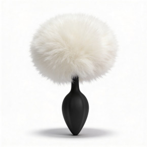 ALUME | Анальная пробка рельефная ALUME, S, черная с белым пушком и сменным прозрачным камнем, 7 х 2,8 см. Ціна: 699 грн