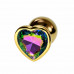 ALUME | Анальная пробка ALUME, M, металлическая золотистая с разноцветным камнем в форме сердца, 8,5х3,3 см. Цена: 496 грн. Фото: 1