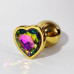 ALUME | Анальная пробка ALUME, M, металлическая золотистая с разноцветным камнем в форме сердца, 8,5х3,3 см. Цена: 496 грн. Фото: 3