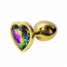 ALUME | Анальная пробка ALUME, M, металлическая золотистая с разноцветным камнем в форме сердца, 8,5х3,3 см. Цена: 496 грн. Фото: 2