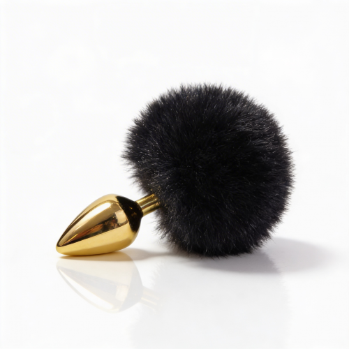 ALUME | Анальная пробка ALUME, S, металлическая золотистая с черным пушком, 7 х 2,8 см. Ціна 479 грн. Фото: 2