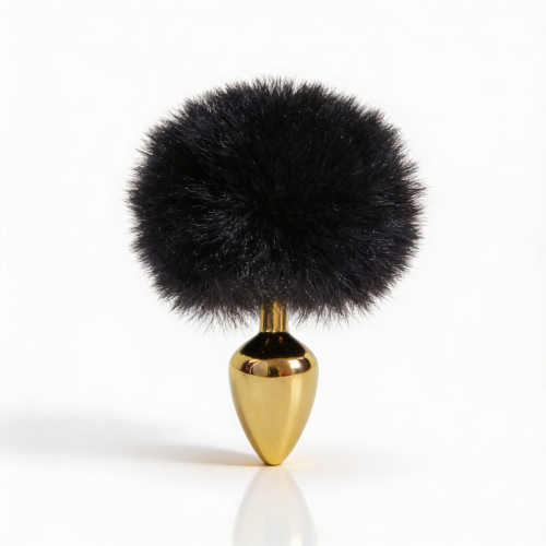 ALUME | Анальная пробка ALUME, S, металлическая золотистая с черным пушком, 7 х 2,8 см. Ціна 479 грн. Фото: 6
