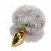 ALUME | Анальная пробка ALUME, S, металлическая золотистая с серым пушком, 7 х 2,8 см. Цена 479 грн. Фото: 2