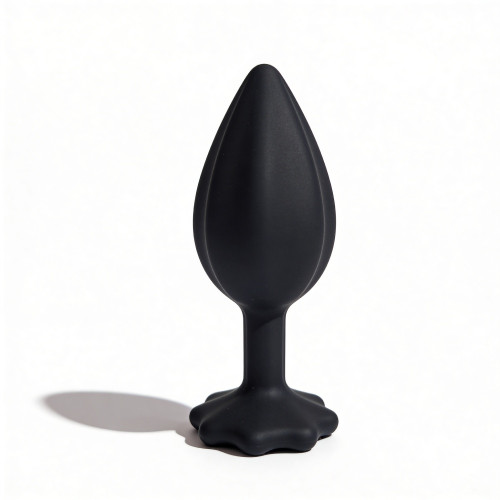 ALUME | Анальная пробка рельефная ALUME, S, черная с белым пушком и сменным прозрачным камнем, 7 х 2,8 см. Цена 559 грн. Фото: 7