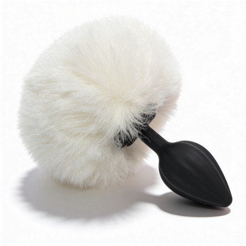 ALUME | Анальная пробка рельефная ALUME, S, черная с белым пушком и сменным прозрачным камнем, 7 х 2,8 см. Цена 559 грн. Фото: 2