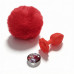 ALUME | Анальная пробка рельефная ALUME, S, красная с красным пушком и сменным прозрачным камнем, 7 х 2,8 см. Ціна 559 грн. Фото: 1
