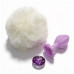 ALUME | Анальная пробка рельефная ALUME, S, лиловая с белым пушком и сменным лиловым камнем, 7 х 2,8 см. Ціна 559 грн. Фото: 2