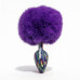 ALUME | Анальная пробка с узором ALUME, S, металлическая синяя с фиолетовым пушком, 7 х 2,8 см. Ціна 620 грн. Фото: 1