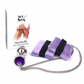 Art of Sex | Наручники З Металевою Анальної Пробкою Art Of Sex Handcuffs With Metal Anal Plug Size M Purple. Ціна: 1095 грн