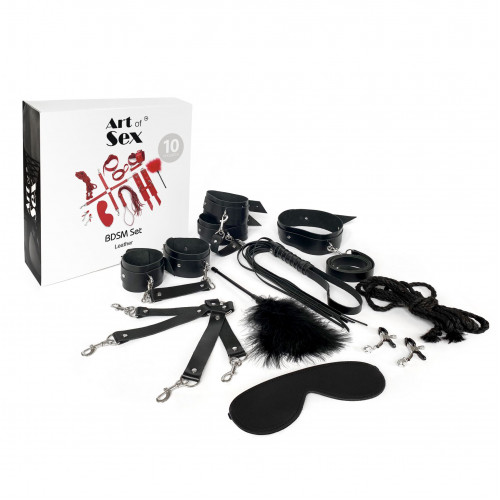 Art of Sex | Набір Art of Sex BDSM Set Leather, 10 предметів, натуральна шкіра, чорний. Ціна 4049 грн. Фото: 2