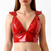  | Лакированный виниловый лиф с шипами Art of Sex - Mistress, красный, размер S. Цена 1 291 грн