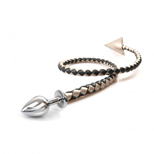 Art of Sex | Металлическая анальная пробка M с дьявольским хвостом Art of Sex - Succubus, экокожа, черный/золото. Цена 1 399 грн Art of Sex | Металлическая анальная пробка M с дьявольским хвостом Art of Sex - Succubus, экокожа, черный/золото. Цена 1 399 грн