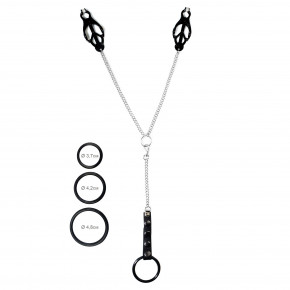 Art of Sex | Зажимы для сосков Art of Sex - Nipple clamps for Men Black clover с эрекционными кольцами. Цена: 829 грн