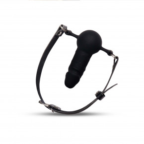 Art of Sex | Кляп силиконовый с фаллоимитатором Art of Sex - Phallus, натуральная кожа, черный. Цена: 619 грн