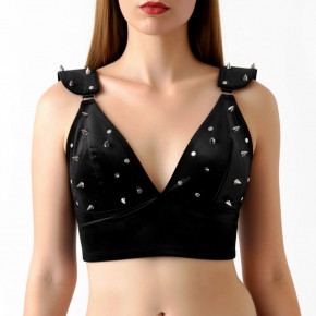 Art of Sex | Лиф с шипами Art of Sex - Mistress, черный с эффектом мокрого бархата, размер L. Ціна: 1519 грн