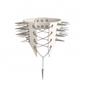 Art of Sex | Чокер воротник с шипами Art of Sex - Ariadna, натуральная кожа, цвет белый, XS-M. Ціна: 1649 грн