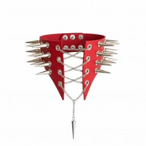 Art of Sex | Чокер воротник с шипами Art of Sex - Ariadna, натуральная кожа, цвет красный, XS-M. Ціна: 1649 грн