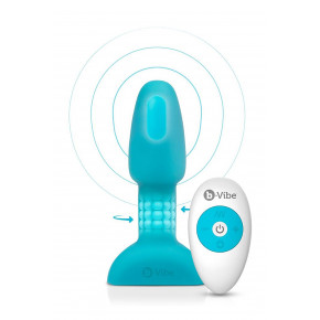 B-Vibe | Анальная пробка с вибрацией и вращающимися шариками Rimming Petite B-Vibe, с пультом, бирюзовая. Ціна: 8299 грн