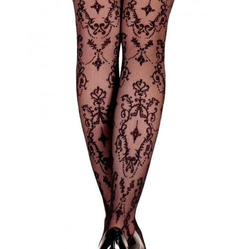 Ballerina's Secret | Чулки на силиконовой ленте черные Ballerina's Secret BS113 с узором ,,барокко,, по всей длине, L/XL. Цена 950 грн. Фото: 4