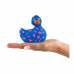 Big Teaze Toys | Вибратор уточка для клиторальной стимуляции Big Teaze Toys Rub My Duckie синяя в сердечках. Цена 1 480 грн. Фото: 1