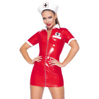 Костюм медсестры красный Black Level Vinyl Nurse red XL Костюм медсестры красный Black Level Vinyl Nurse red XL