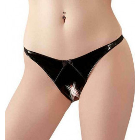 Black Level | Трусики с интимным вырезом из винила Black Level черные, S/M. Цена: 750 грн