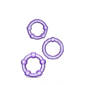 Blush Novelties | Набір ерекційних кілець Stay Hard Beaded Cock Rings Purple. Ціна: 295 грн