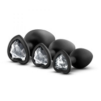 Набор анальных пробок LUXE BLING PLUGS TRAINING KIT WHITE GEMS BLACK